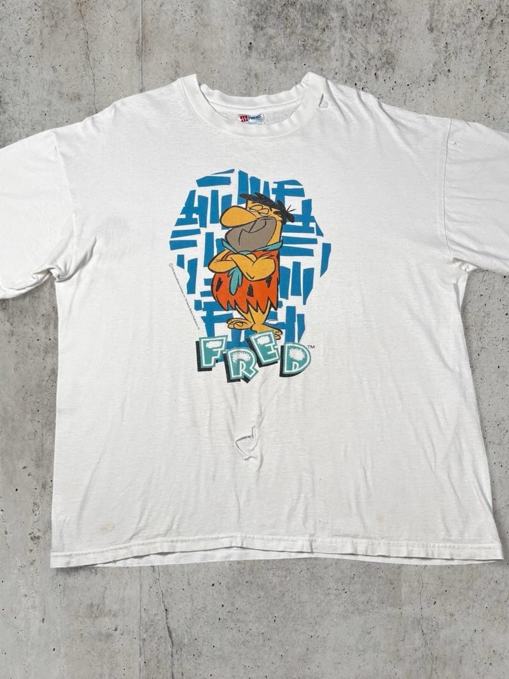Vintage 1996 Fred Flintstone T Shirt XL Hanna Barbera Single Stitch 90s Cartoon